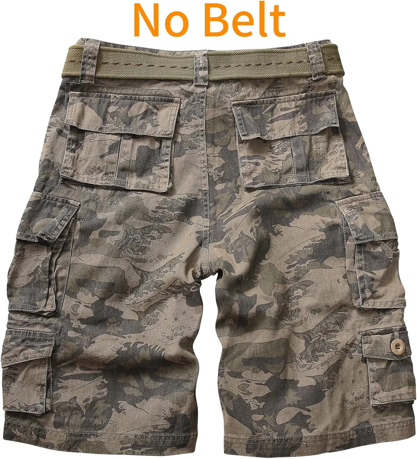 Cargo Short for Men Relaxed Fit Camo Outdoor Hiking Work Cotton Casual Shorts with 9 Pockets No Belt