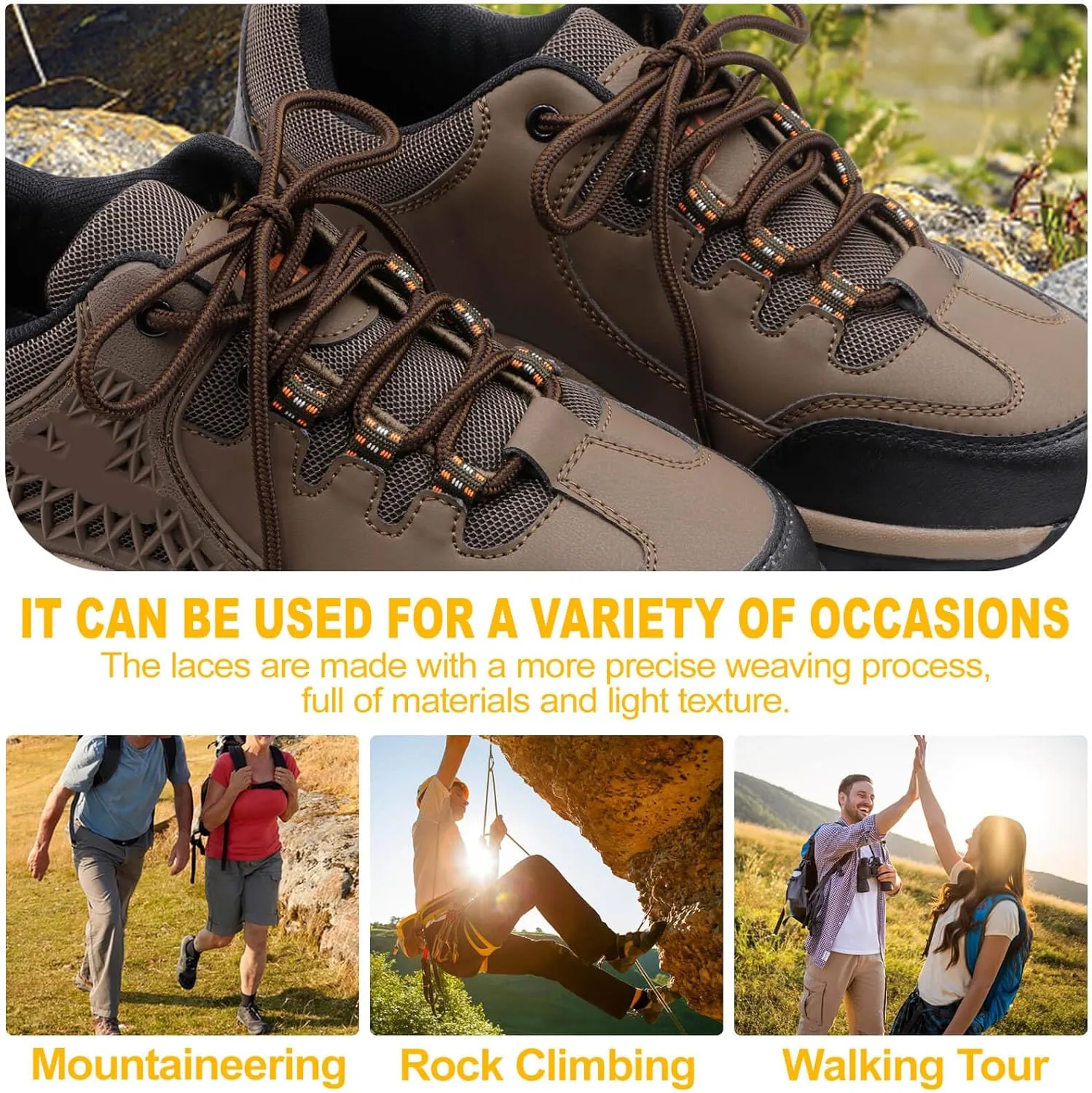 DELELE 2 Pair Round Boot Laces Outdoor Hiking Walking Shoelaces Dual Coloured Striped Shoe Lace Work Shoe Strings