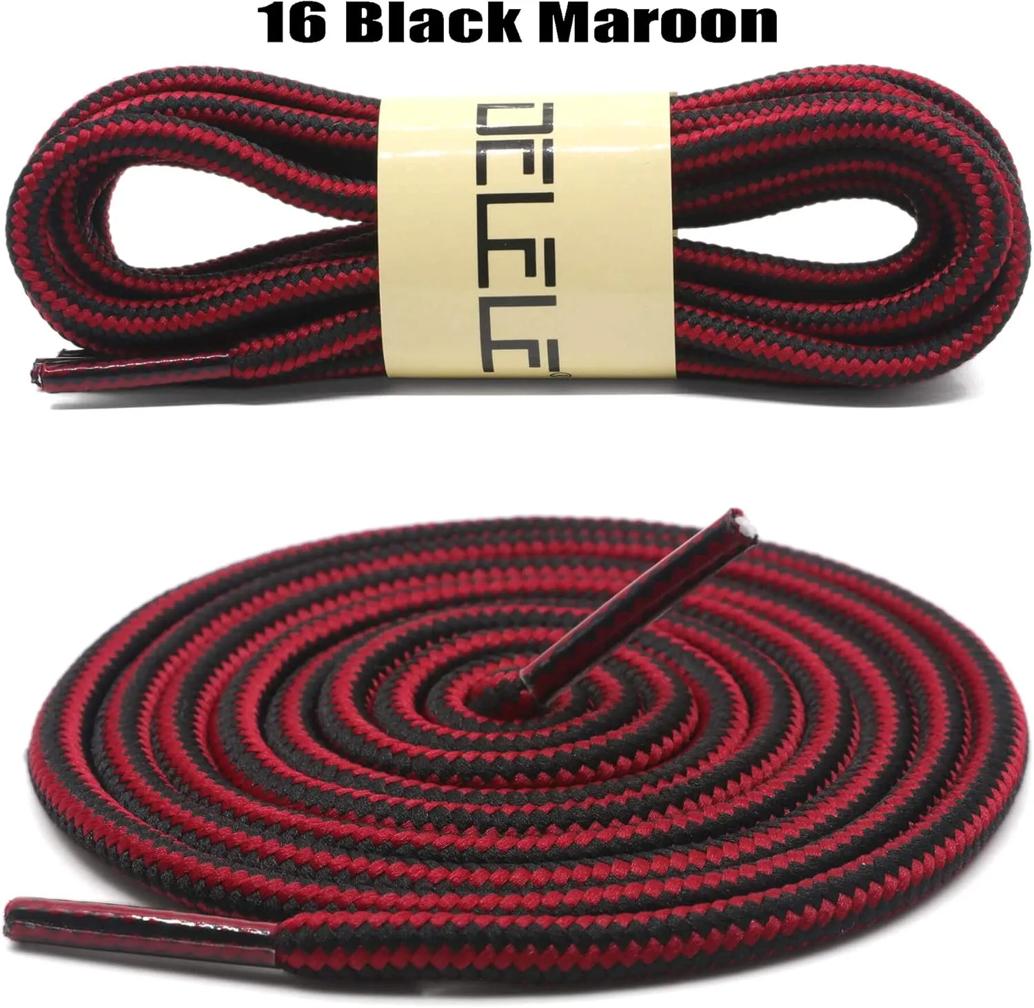DELELE 2 Pair Round Boot Laces Outdoor Hiking Walking Shoelaces Dual Coloured Striped Shoe Lace Work Shoe Strings
