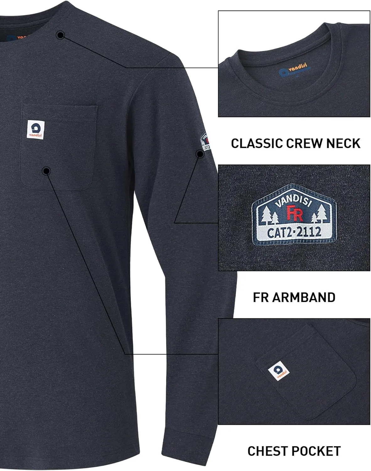FR Shirts for Men 6.5oz Lightweight Fire Resistant Shirts for Men Long Sleeve NFPA2112/CAT2