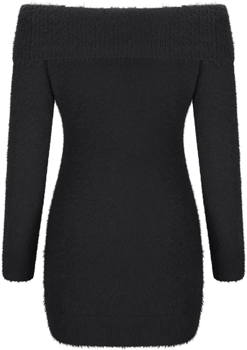 HGps8w Women's Off The Shoulder Sweater Dress Elegant Long Slleve Bodycon Mini Dress Fall Winter Fuzzy Warm Sweaters