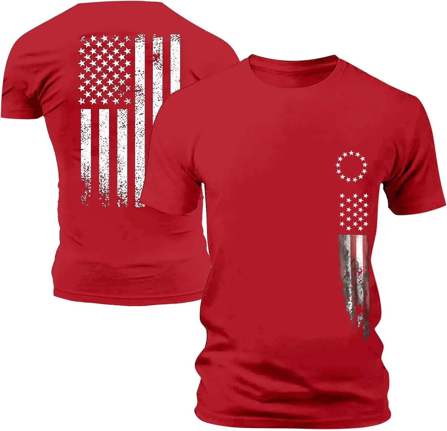 Independence Day Men's Shirt American Button Up Short Sleeve Shirt Crewneck 4 of July Quick Dry Tops