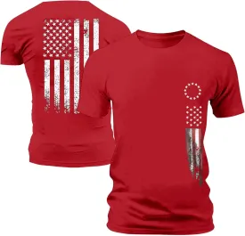 Independence Day Men's Shirt American Button Up Short Sleeve Shirt Crewneck 4 of July Quick Dry Tops