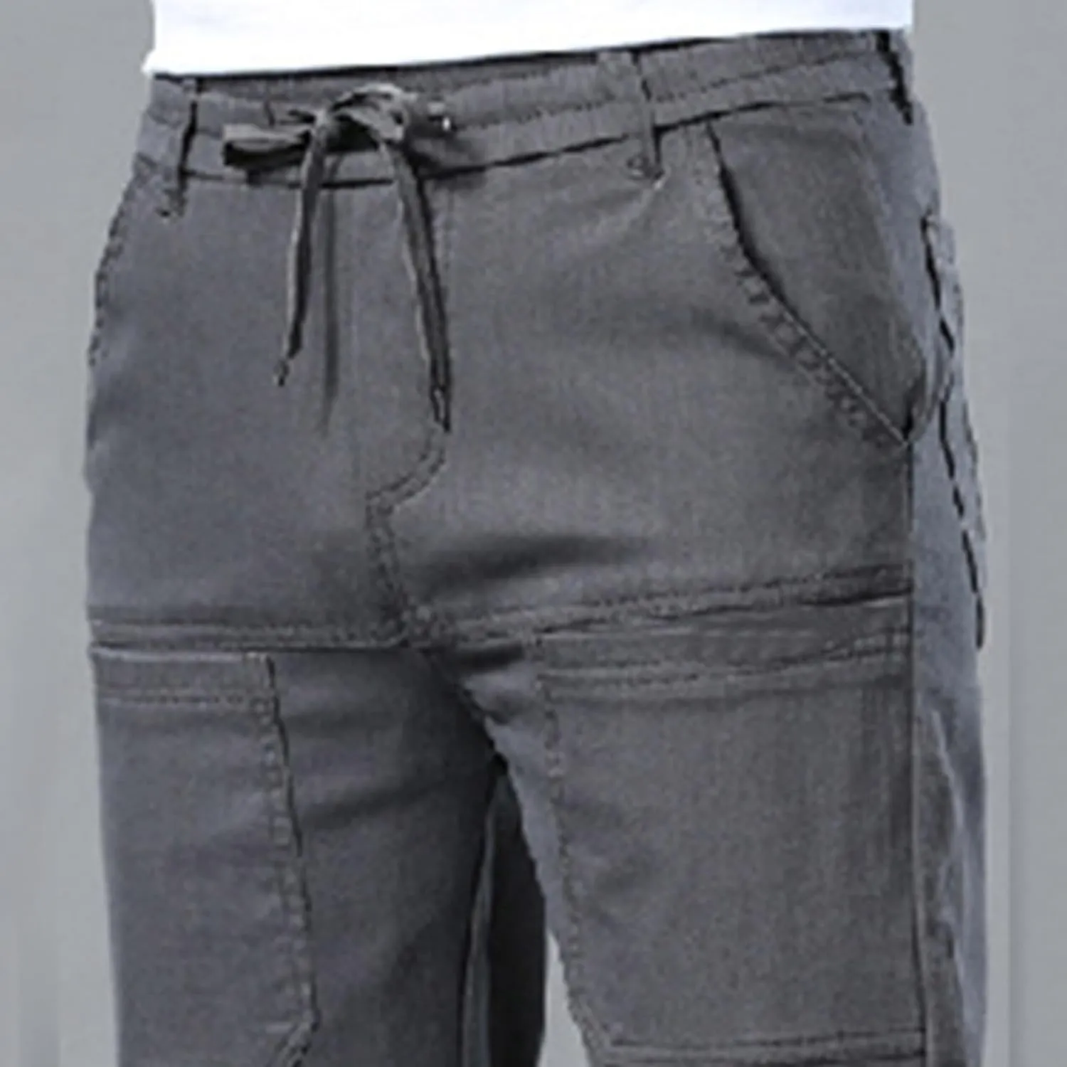 Mens Cargo Shorts Summer Casual Knee Length Stretchy Work Hiking Fishing Shorts Elastic Waist Waterproof Short Pants