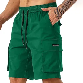 Men's Fashion Athletic Cargo Shorts Elastic Waist Quick-Dry Moisture-Wicking Workout Fitness Hiking Short Pants