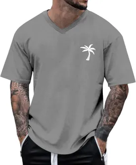 Mens Loose Fit Graphic Shirts Short Sleeve Heavyweight Cotton Printed T-Shirts Casual Retro Streetwear Tshirts Tops