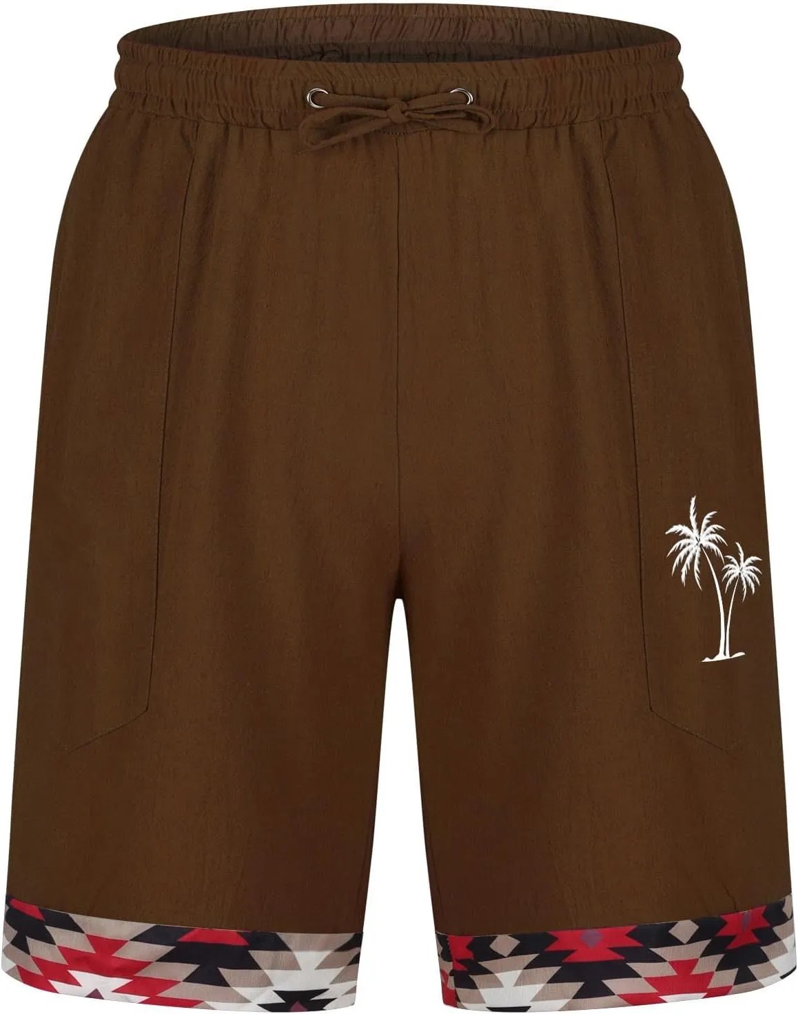 Muscularfit Men's Summer Casual Cotton Linen Shorts with Drawstring Elastic Waist, Beach Shorts with Pockets, Outdoor Fashion