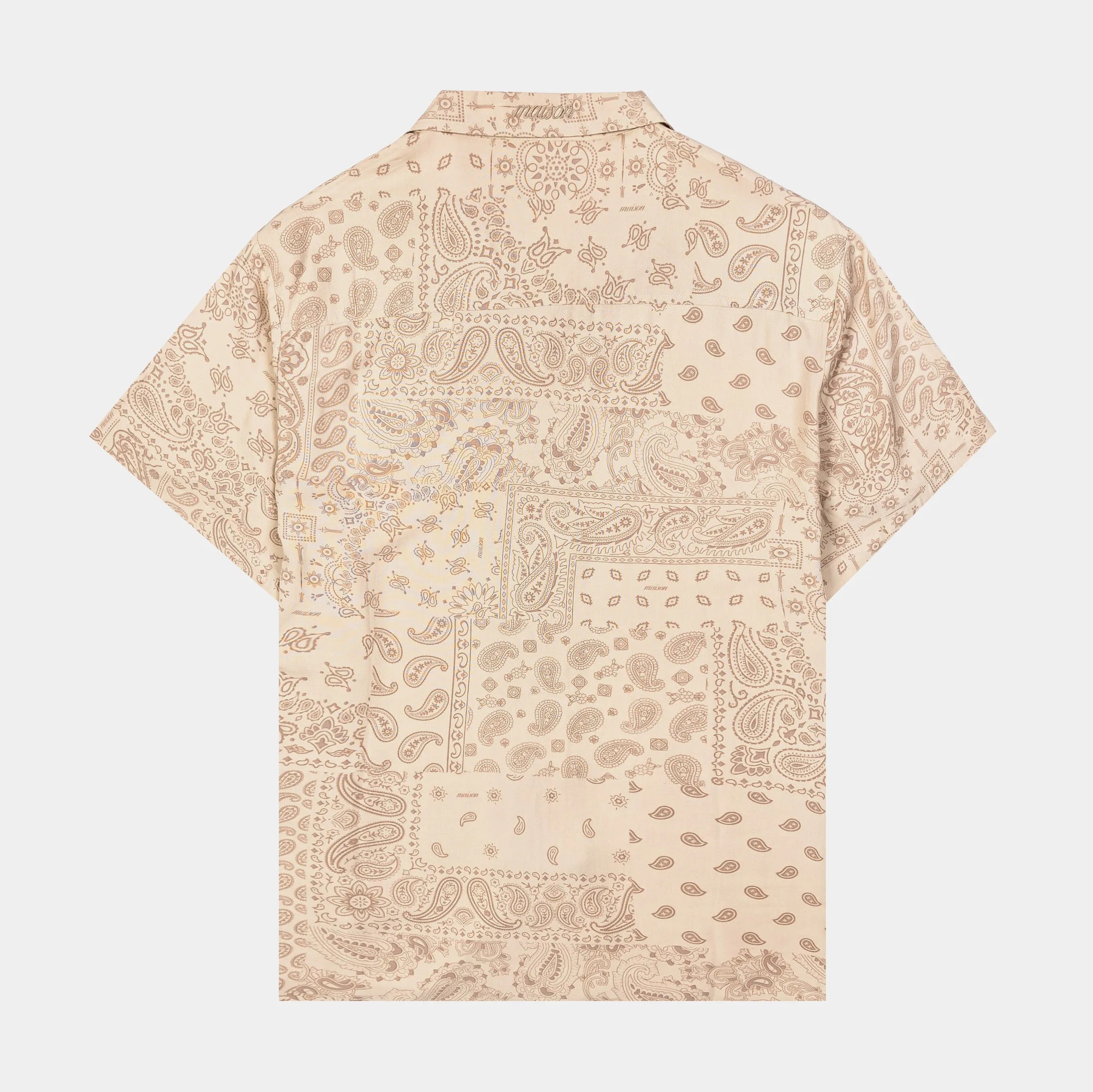 Paisley Rayon Mens Short Sleeve Shirt (Khaki)