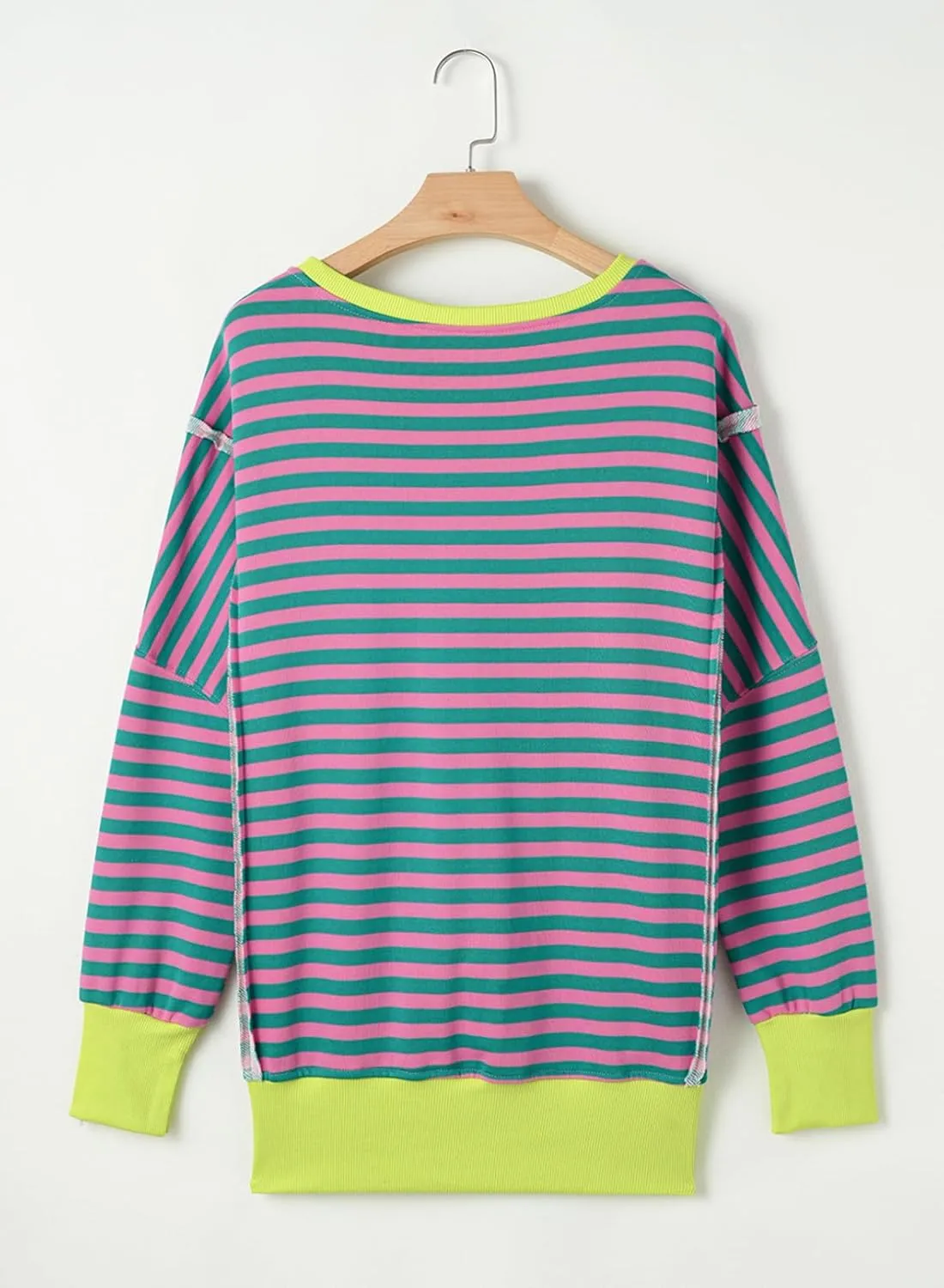 SHEWIN Womens Oversized Reverse Seam Sweatshirt Casual Long Sleeve Pullover Tops Lightweight Loose Crewneck Sweatshirts