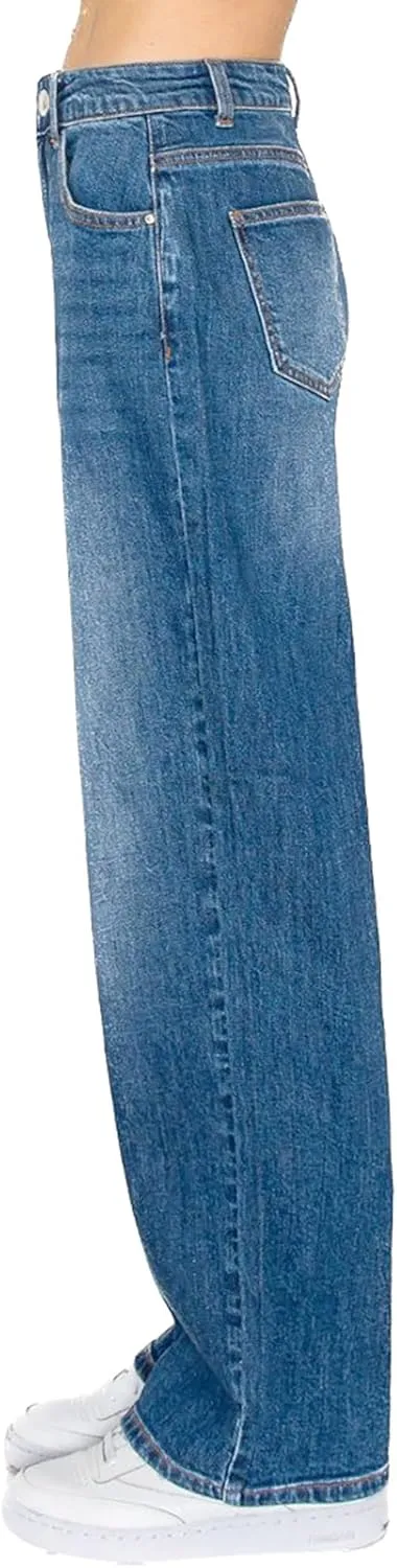WAX JEAN Collection Women's Loose Fit Straight Wide Leg Jeans