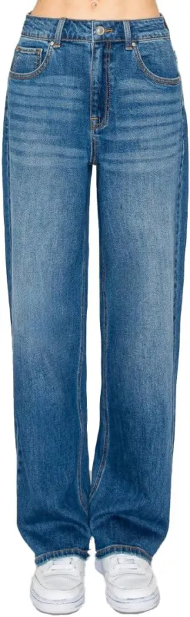 WAX JEAN Collection Women's Loose Fit Straight Wide Leg Jeans