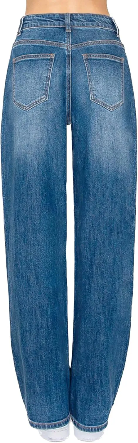 WAX JEAN Collection Women's Loose Fit Straight Wide Leg Jeans