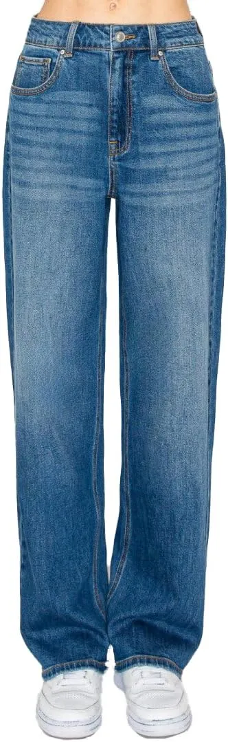 WAX JEAN Collection Women's Loose Fit Straight Wide Leg Jeans