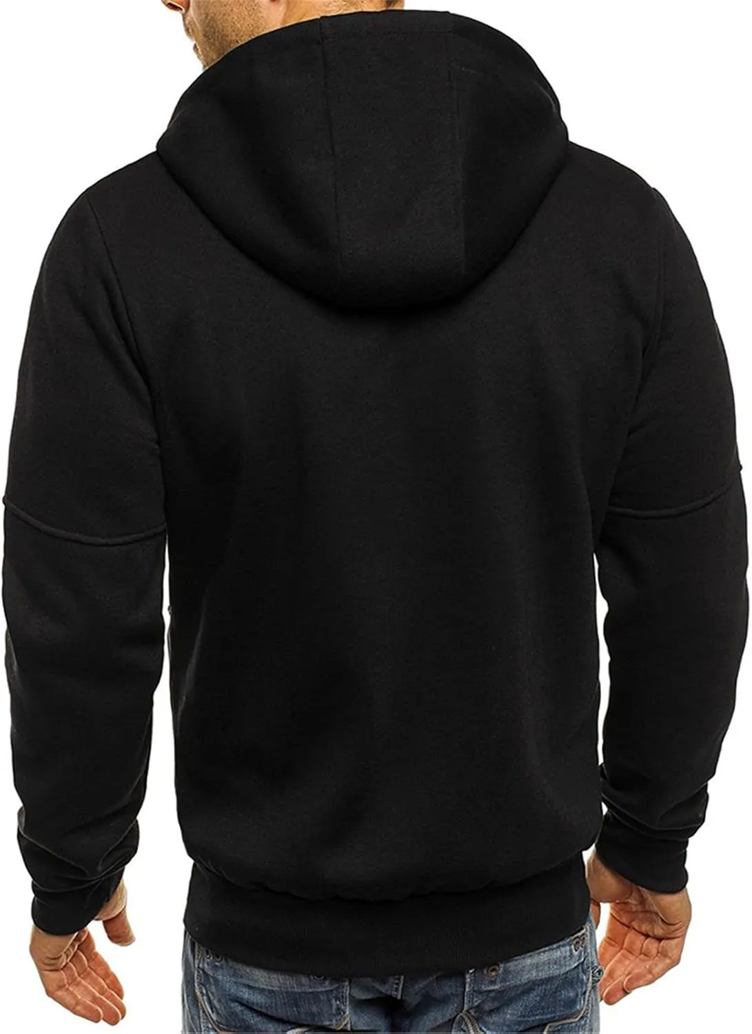 Zipper Hoodie for Men with Zip Pockets Big and Tall Sweatshirt Long Sleeve Casual Sport Jacket Fall Hiking Travel Top
