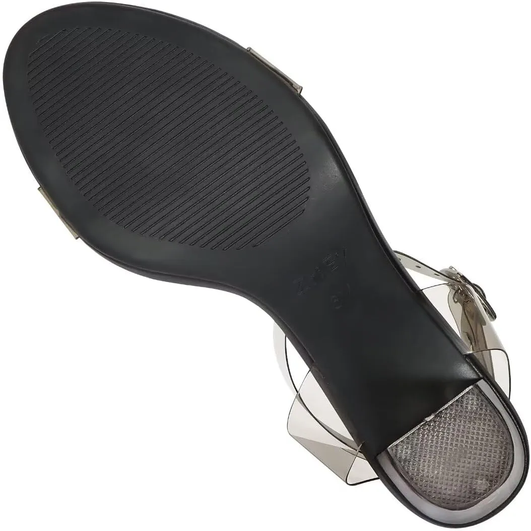 ZriEy Women's Clear Heels Chunky Block Mid High Heeled Sandals Open Toe Transparent Ankle Strap Dress Pump Shoes for Women in Daily Wear Party Wedding